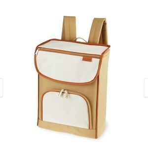 Twine Living Co Stylish Tan and Cream Canvas Insulated Cooler Backpack